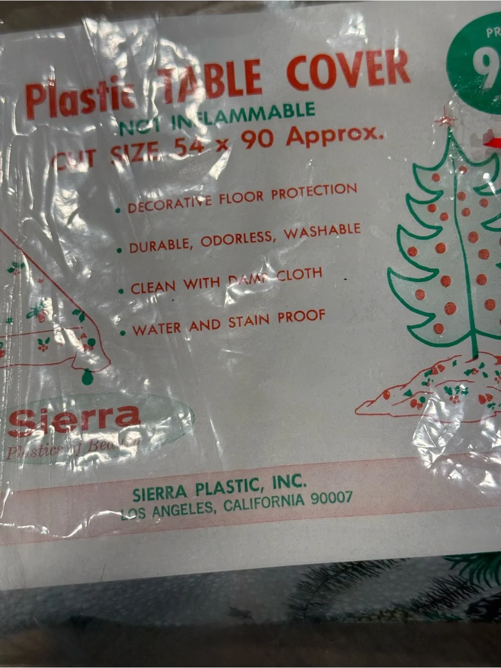 Vintage Christmas Plastic Table Cover Size  54X90 Mid-Century Kitsch Holiday
